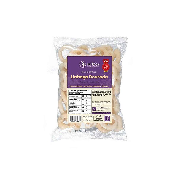 Biscoito Vegano de Polvilho Linhaça Dourada Da Roça 65g - Sem Glúten