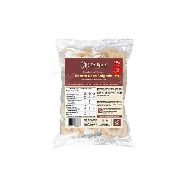 Biscoito Vegano de Polvilho Batata Doce Salgada Da Roça 50g - Sem Glúten