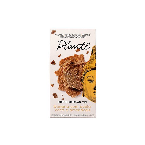 Biscoito Vegano Kuan Yin Banana com Aveia, Coco e Amendoas 42g - Plantê