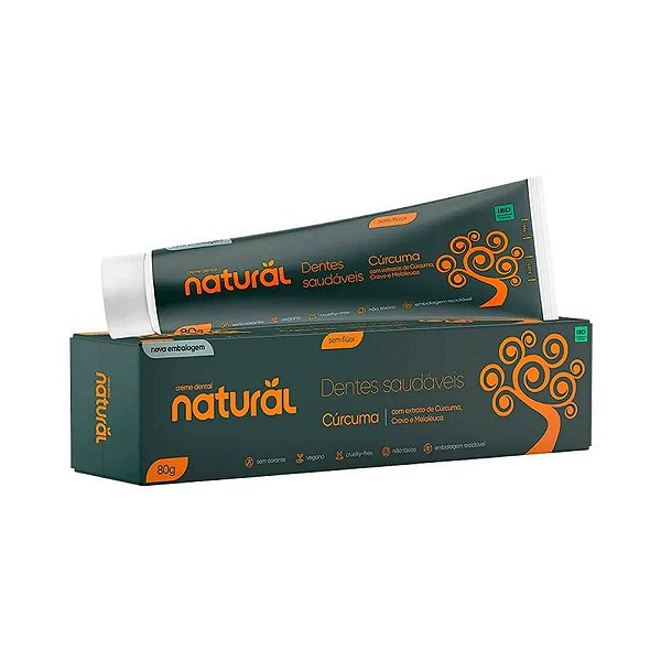 Creme Dental Vegano Natural Cravo Curcuma e Melaleuca 80g - Orgânico Natural