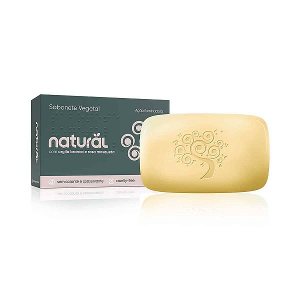 Sabonete Vegano Argila Branca e Rosa Mosqueta 80g - Orgânico Natural