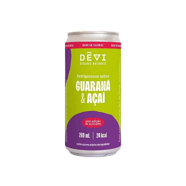 Refrigerante Vegano Natural DÊVI Guaraná com Açaí 269ml
