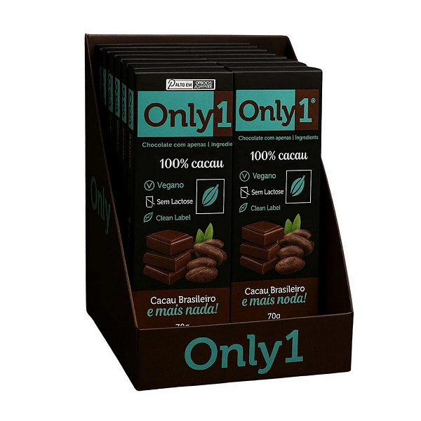 Chocolate Vegano Only1 100% Cacau 70g 6 Unidades