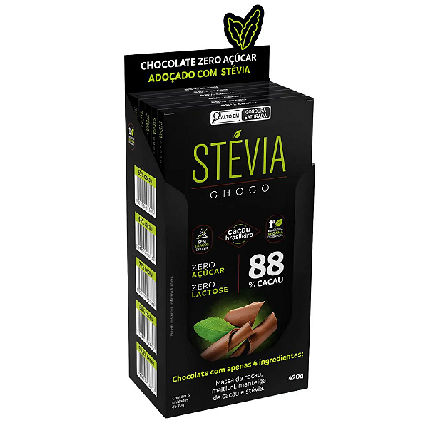 Chocolate Vegano StéviaChoco 88% Cacau 70g