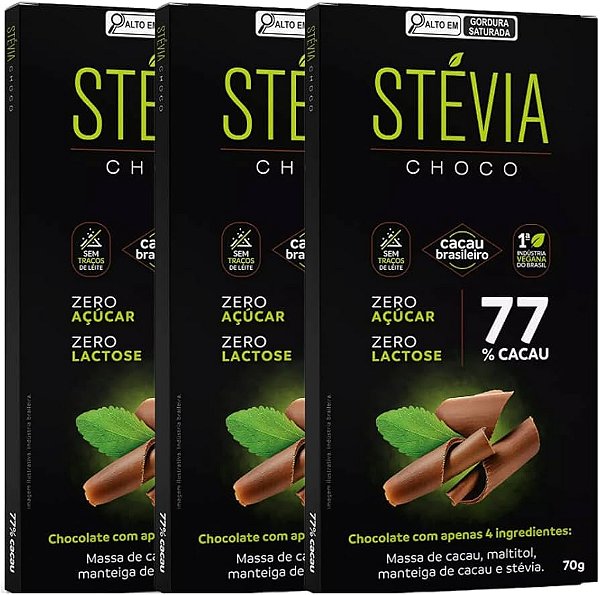 Chocolate Vegano StéviaChoco 77% Cacau 70g