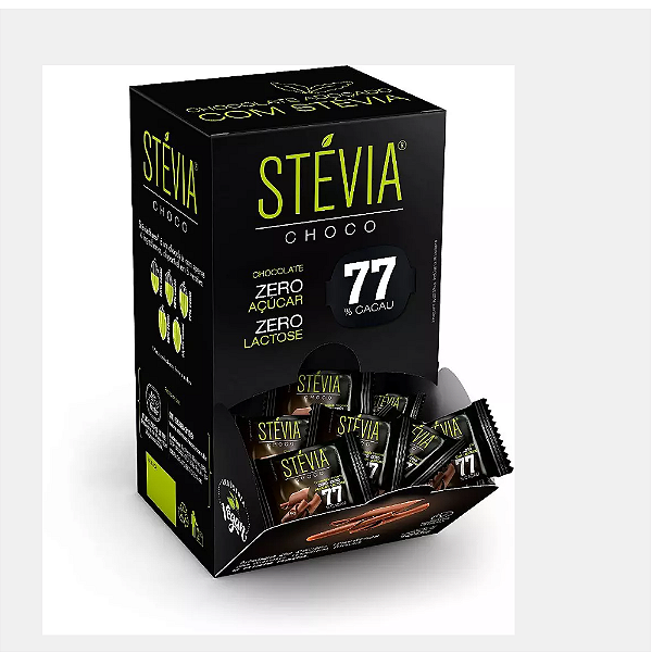 Chocolate Vegano StéviaChoco 77% Cacau 5g 30 Unidades