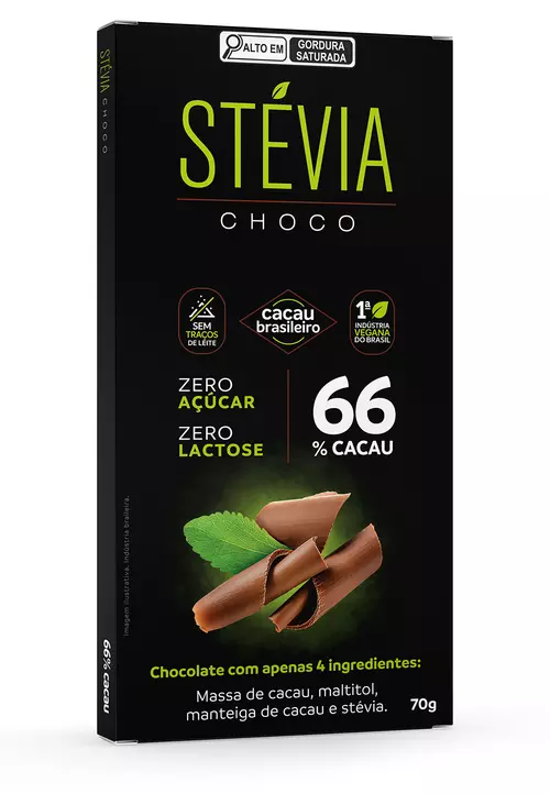 Chocolate Vegano StéviaChoco 66% Cacau 70g