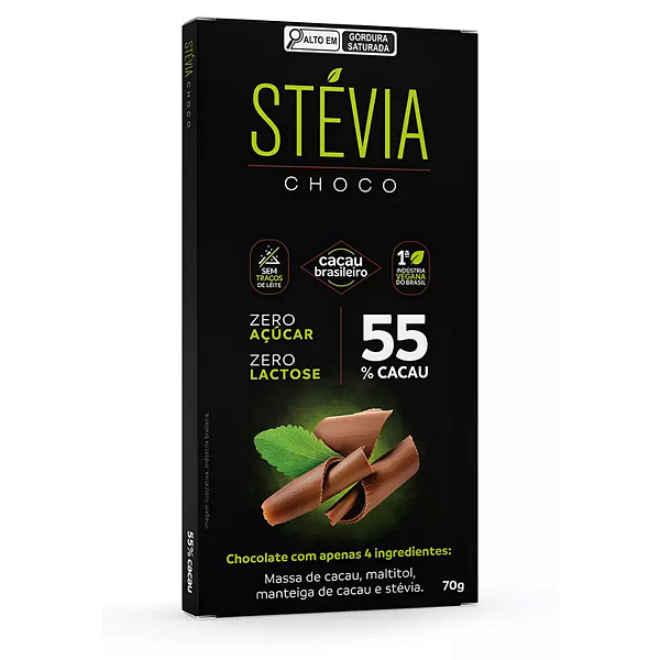 Chocolate Vegano StéviaChoco 55% Cacau 70g
