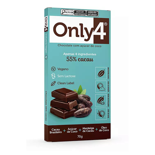 Chocolate Vegano Only4 55% Cacau 70g