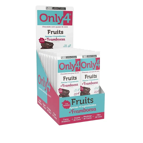 Chocolate Vegano Only4 70% Fruit Framboesa 70g 6 Unidades