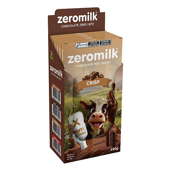 Chocolate Vegano Zeromilk 40% Cacau com Crisp 70g 6 Un