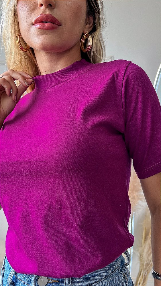 BLUSA GOLA ALTA BÁSICA - ROXO UVA