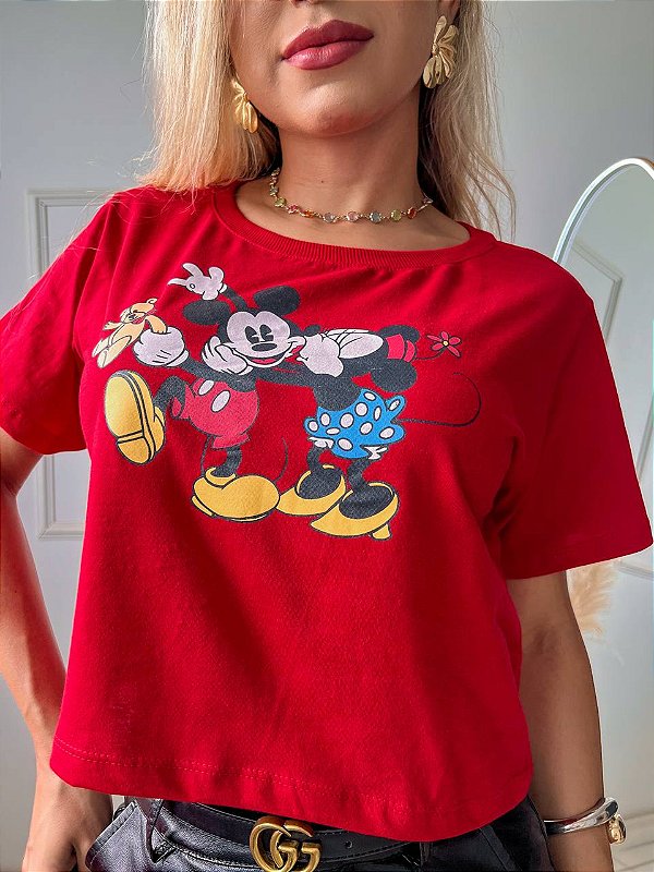 CROPPED ALGODÃO GOLA NA RIBANA MK APAIXONADOS -VERMELHO
