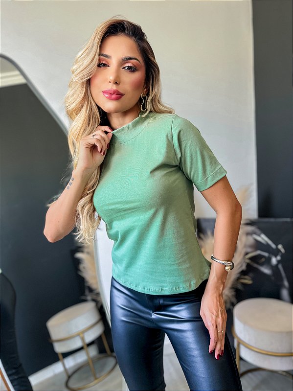 BLUSA GOLA ALTA BÁSICA - MENTA