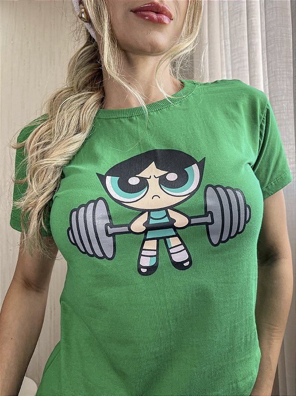 TSHIRT NO ALGODÃO GOLA NA RIBANA DOCINHO - VERDE