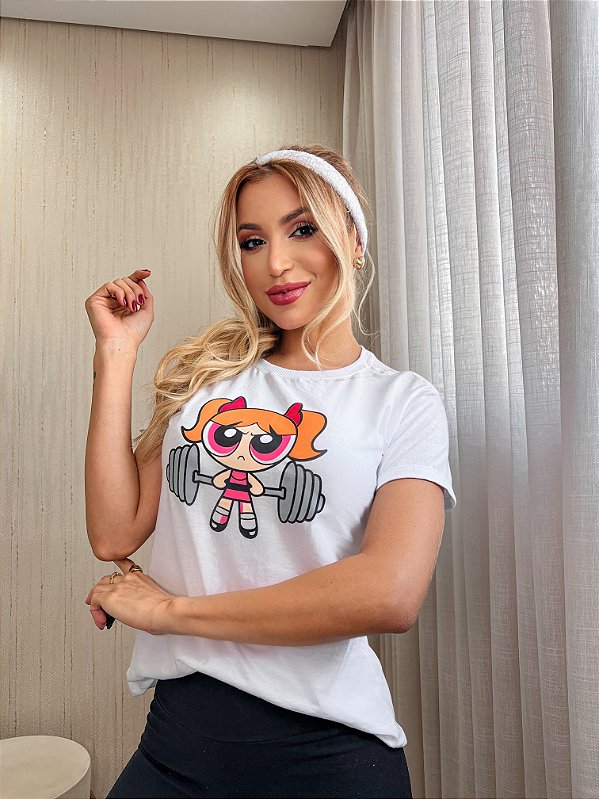 TSHIRT NO ALGODÃO GOLA NA RIBANA FLORZINHA- BRANCA