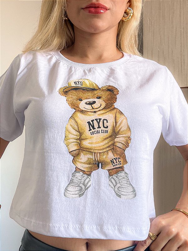 CROPPED ALGODÃO GOLA NA RIBANA URSINHO TED-BRANCO