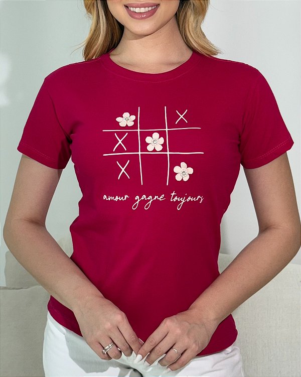 TSHIRT FEMININA JOGO DA VELHA PONTO DE LUZ- ROSA PINK