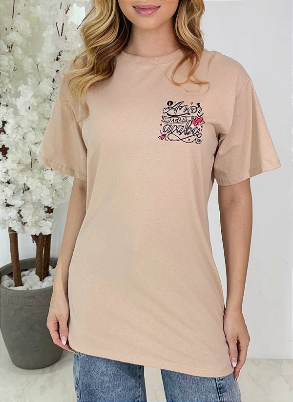 MAX T-SHIRT UNISSEX O AMOR JAMAIS ACABA - NUDE
