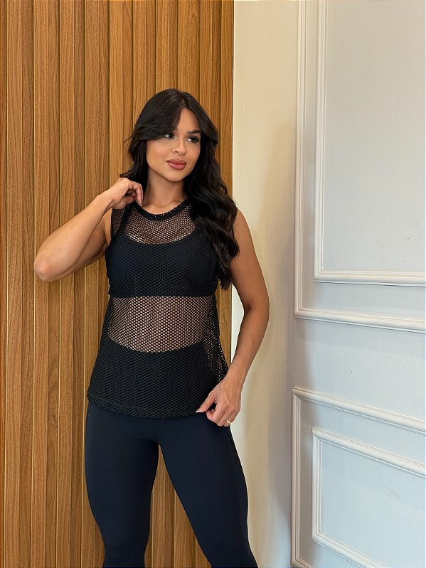 REGATA FEMININA ARRASTÃO - PRETA