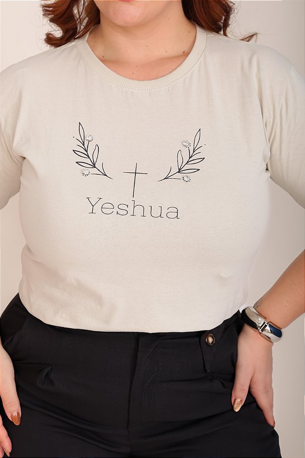 TSHIRT PLUS SIZE YESHUA PONTO DE LUZ - NUDE