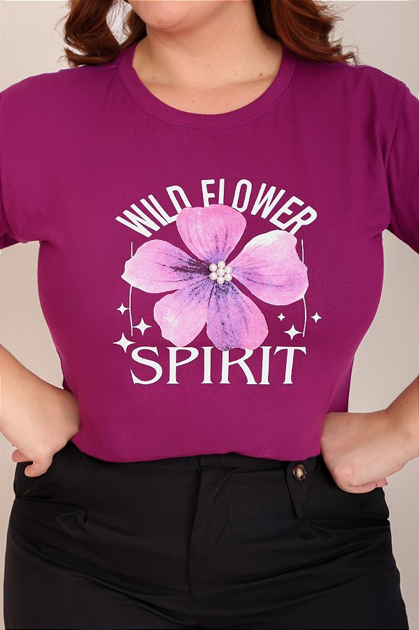 TSHIRT PLUS SIZE SPIRIT PÉROLAS - ROXO UVA