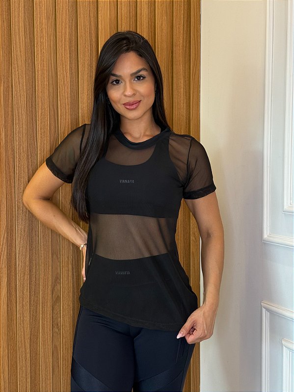 BLUSA FEMININA TULE - PRETA