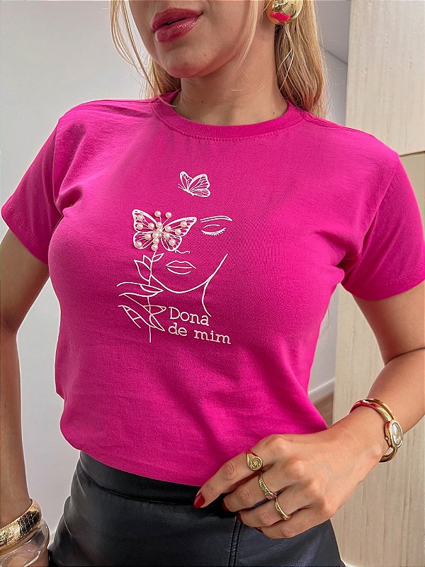 TSHIRT DONA DE MIM PÉROLAS - ROSA PINK