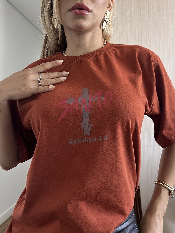 MAX TSHIRT UNISSEX MENEGOTTI LEÃO SANTO SANTO- TERRA COTA