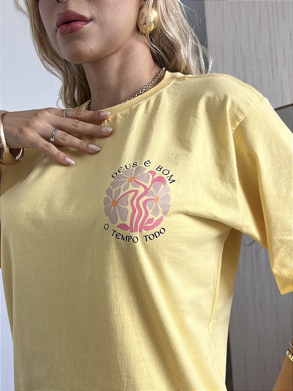 MAX TSHIRT UNISSEX MENEGOTTI DEUS É BOM - AMARELA