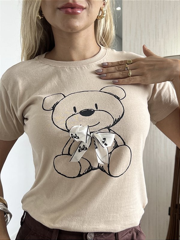 TSHIRT URSINHO TED LAÇO - NUDE