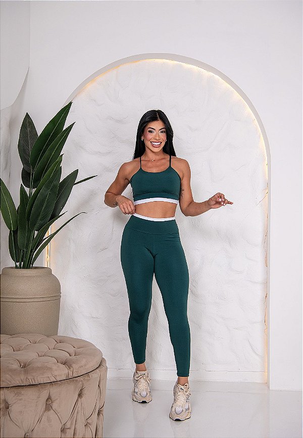 CONJUNTO FITNESS CALÇA E TOP SUPLEX - VERDE