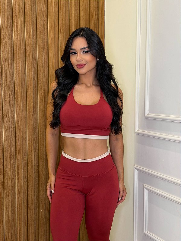CONJUNTO FITNESS CALÇA E TOP SUPLEX - MARSALA