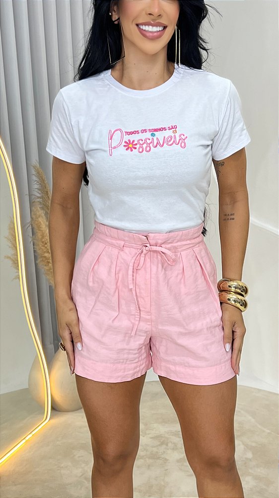 TSHIRT TODOS OS SONHOS SÃO POSSÍVEIS BORDADA - BRANCA