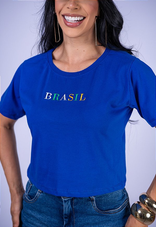 CROPPED BRASIL COLORS - AZUL