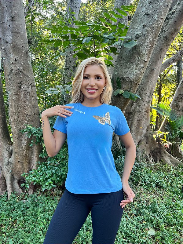 TSHIRT BORBOLETA RESILIÊNCIA - AZUL BEBÊ