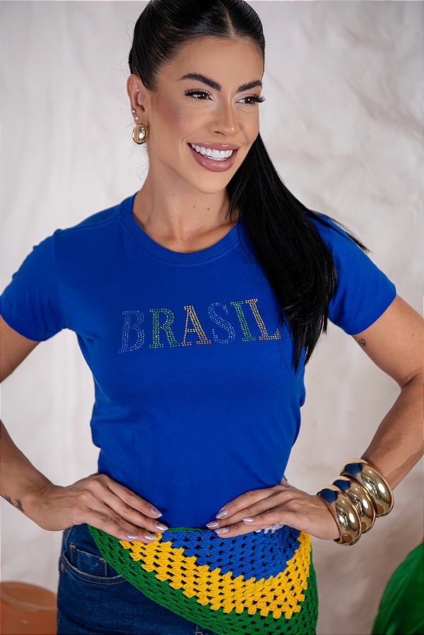 TSHIRT BRASIL PEDRARIA COLORS- AZUL
