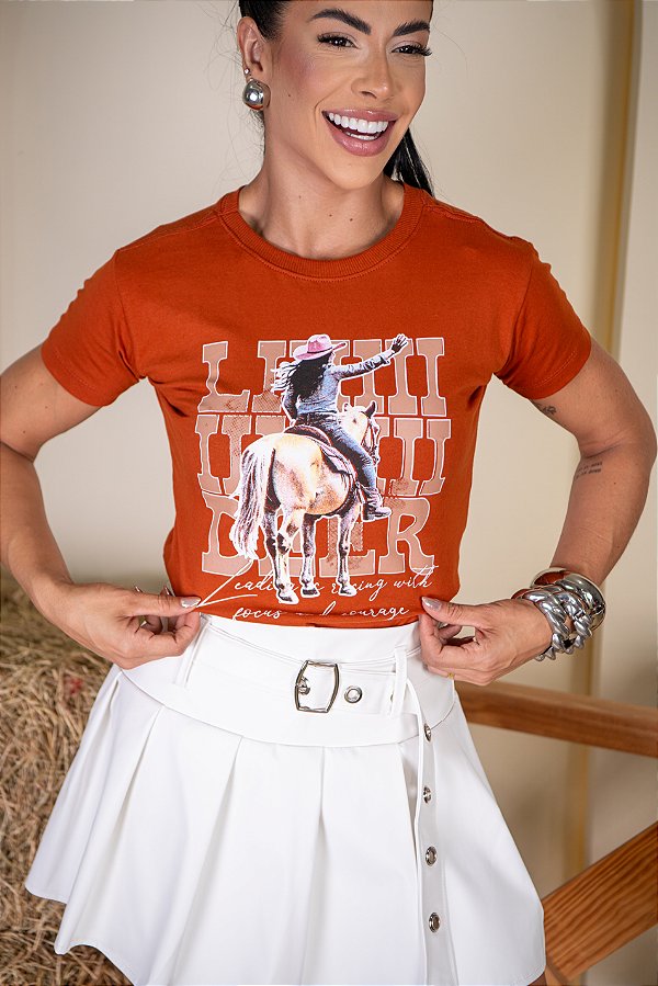 TSHIRT CAVALO DE COSTAS - TERRA COTA