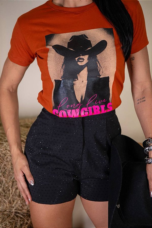 TSHIRT COWGIRL LONG LIVE - TERRA COTA