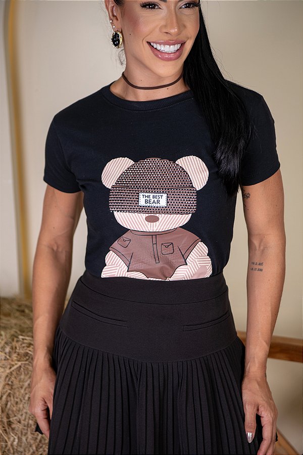 TSHIRT URSINHO TED PEDRARIA - PRETA