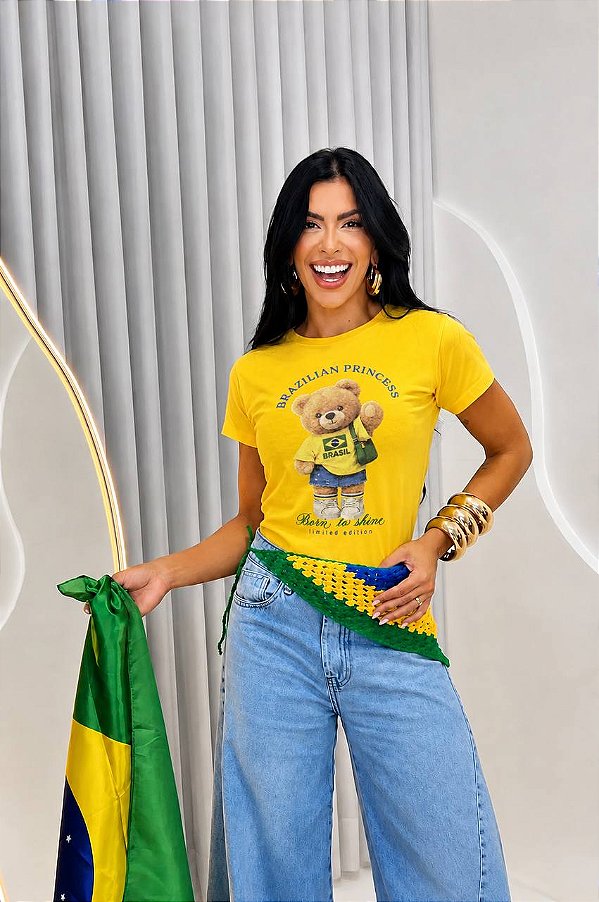 TSHIRT URSINHA BRAZILIAN PRINCESS -AMARELA