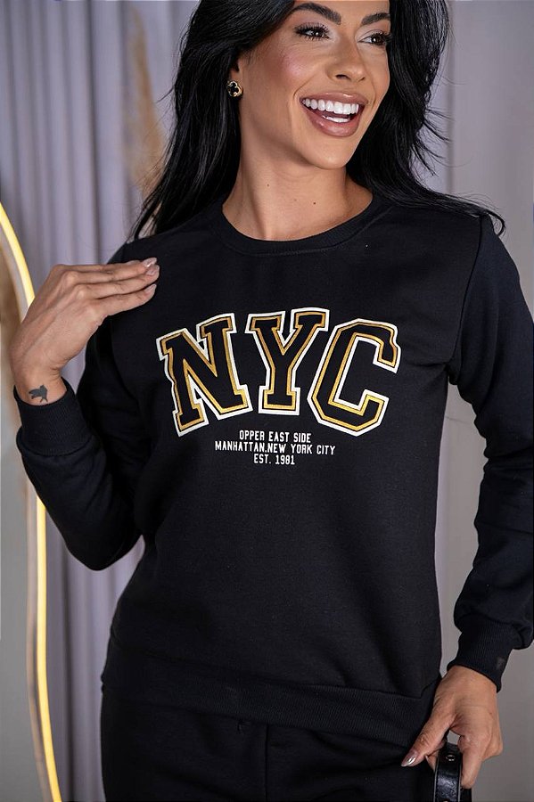 BLUSA MOLETOM NYC - PRETO