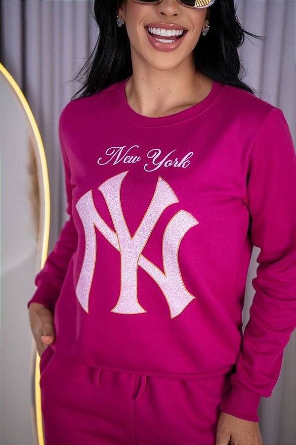 BLUSA MOLETOM NEW YORK - ROSA PINK