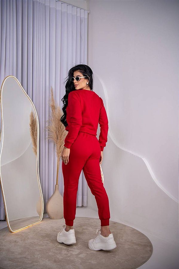 CALÇA MOLETOM FEMININO - VERMELHA