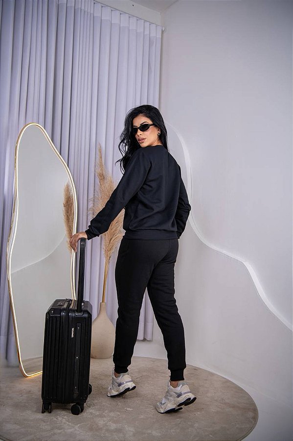CALÇA MOLETOM FEMININO - PRETA