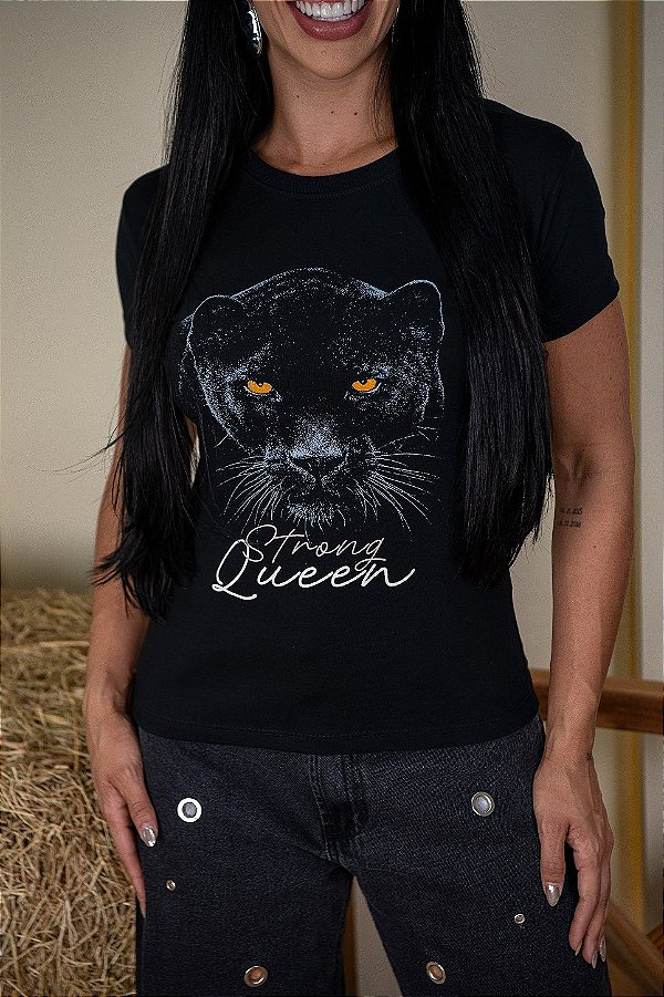 T-SHIRT ONÇA STRONG QUEEN - PRETA