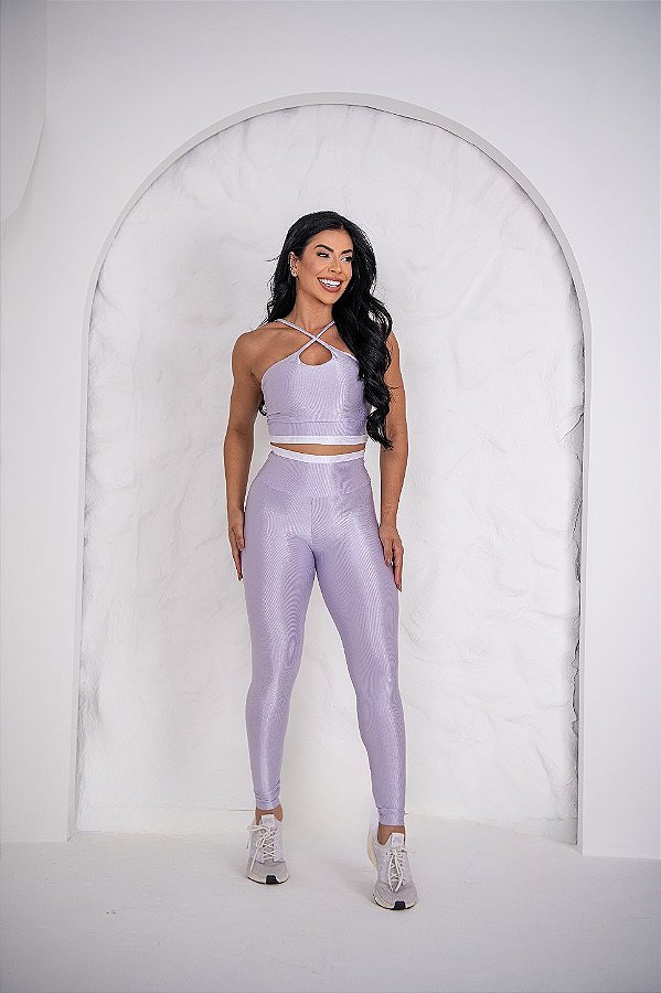 CONJUNTO FITNESS CALÇA E TOP SHINE - LILÁS