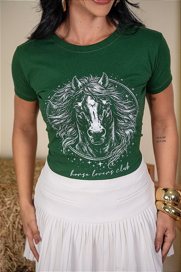 TSHIRT CAVALO HORSE LOVERS CLUB - VERDE