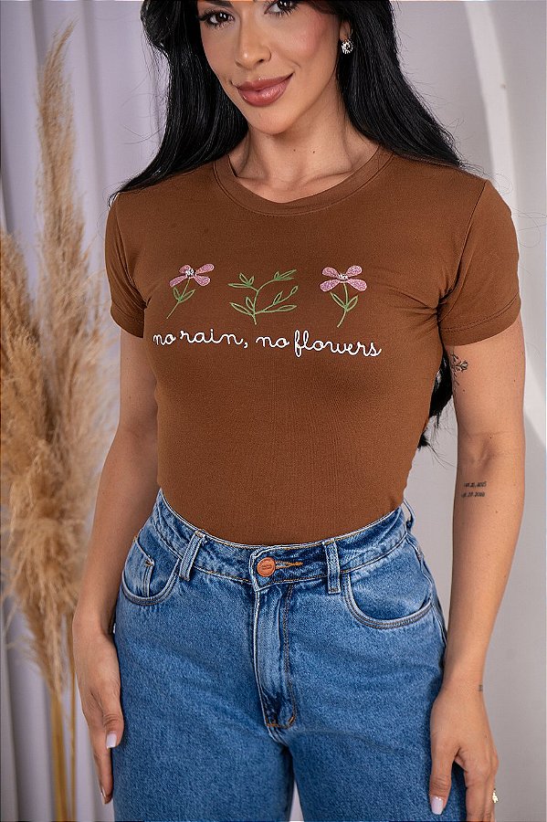 TSHIRT NO RAIN, NO FLOWERS PONTOS DE LUZ - MARROM
