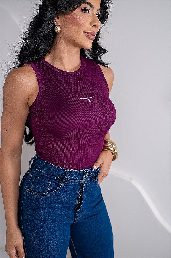 REGATA COUNTRY NA RIBANA LONGHORN BORDADA - ROXO UVA
